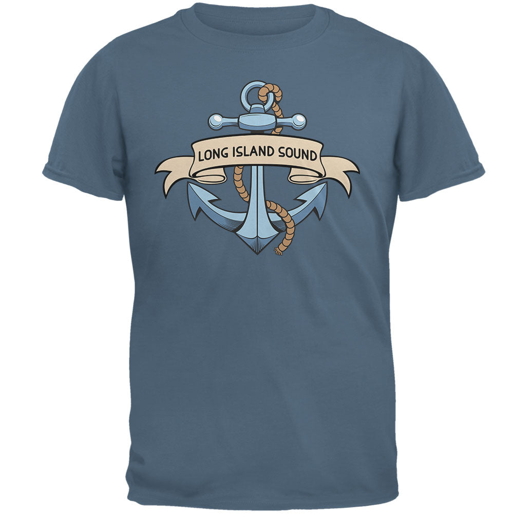 Anchor at Long Island Sound Mens T Shirt Men's T-Shirts Old Glory 2XL Indigo Blue
