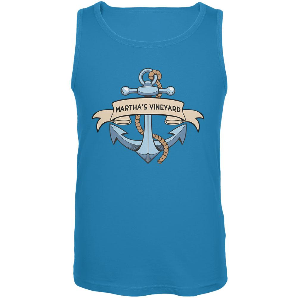 Anchor at Martha's Vineyard Mens Tank Top Men's Tank Tops Old Glory LG Blue