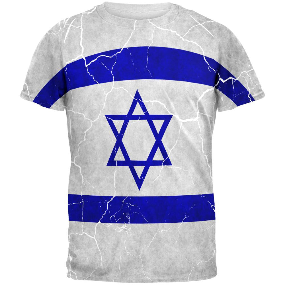 Distressed Israeli Flag All Over Mens T Shirt Men's T-Shirts Old Glory 2XL Multi