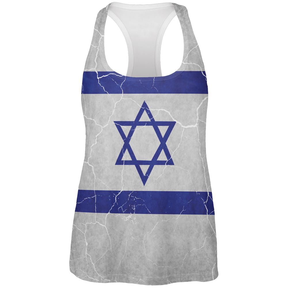 Distressed Israeli Flag All Over Womens Work Out Tank Top Women's Tank Tops Old Glory 2XL Multi