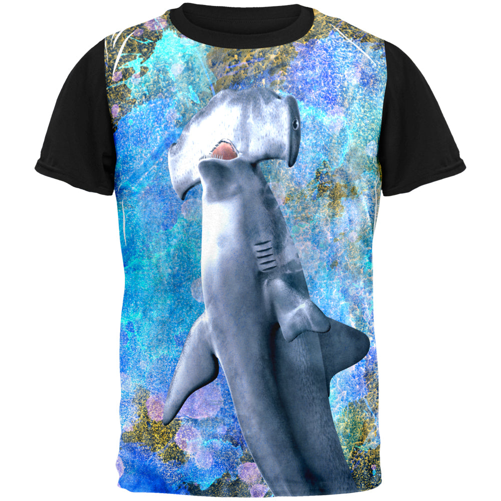 Hammerhead Distressed Splatter All Over Mens Black Back T Shirt Men's T-Shirts Old Glory SM Multi