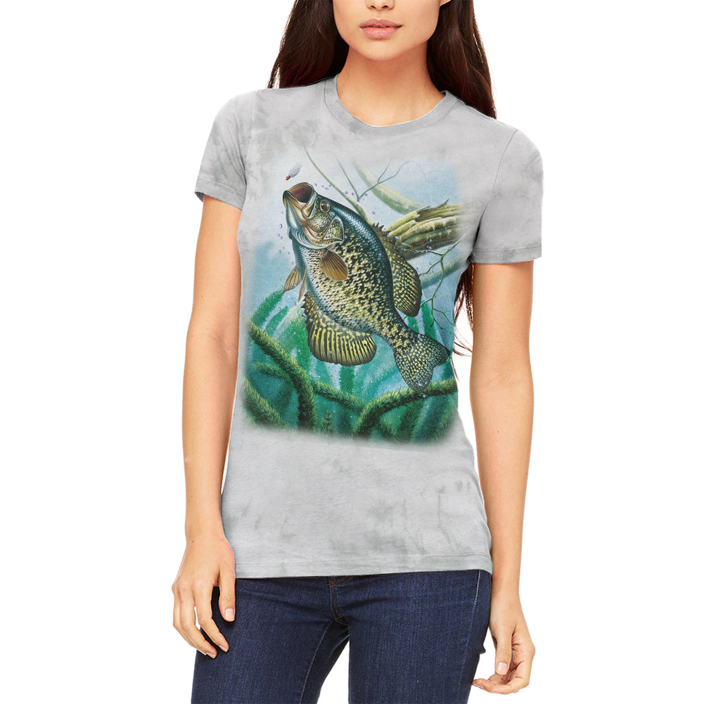 Action Crappie Fishing Juniors Soft T Shirt Juniors T-Shirts Old Glory 2XL Soft Green Triblend