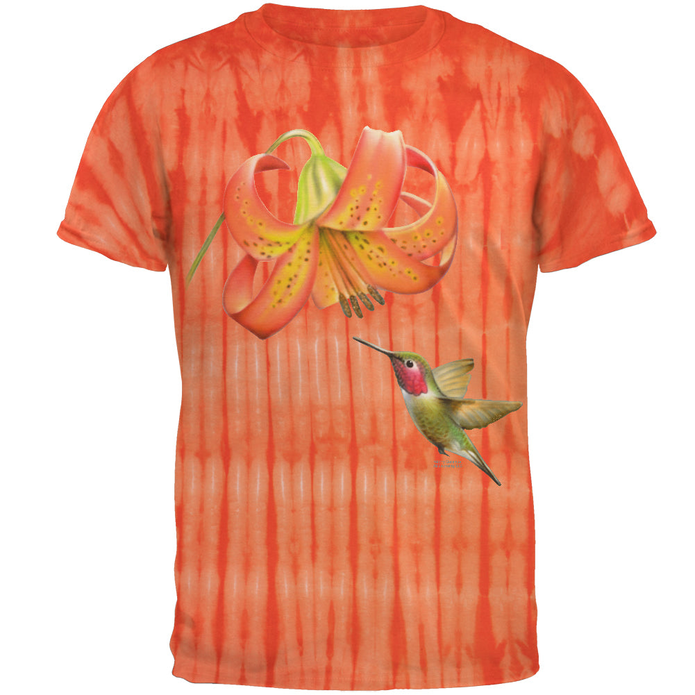 Humming Bird in Spring Mens T Shirt Men's T-Shirts Old Glory LG Bamboo Orange