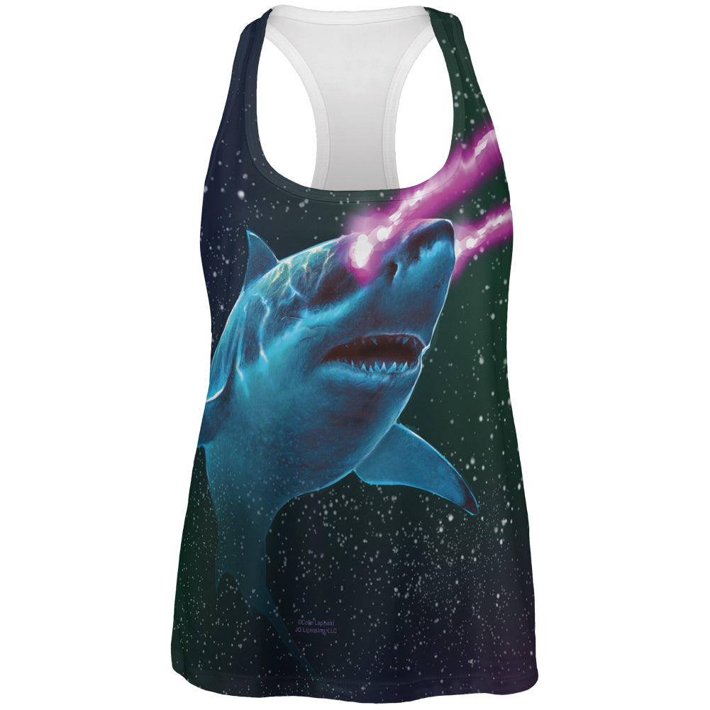Galaxy Great White Shark Laser Beams All Over Womens Work Out Tank Top Women's Tank Tops Old Glory 2XL Multicolor