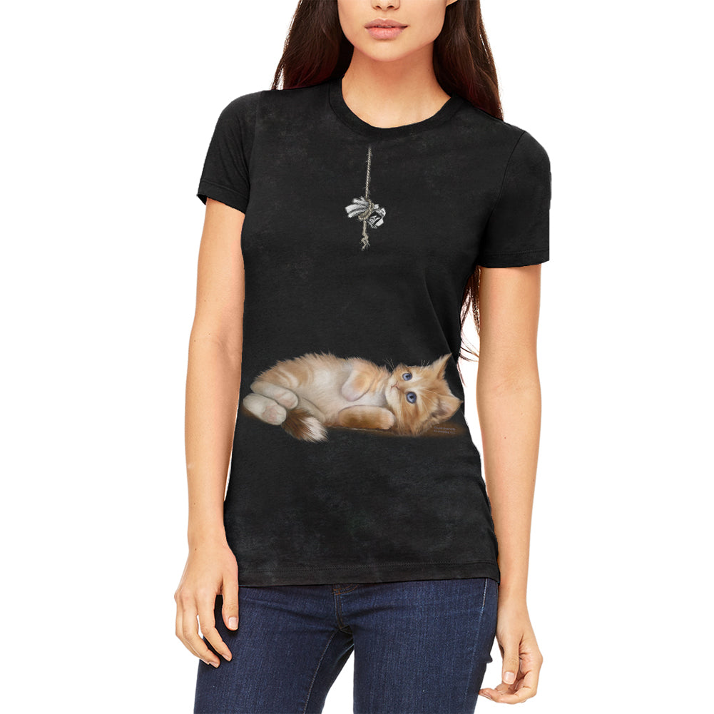 Simple Things Kitty Cat Playtoy Full Juniors Soft T Shirt Juniors T-Shirts Old Glory 2XL Charcoal Black