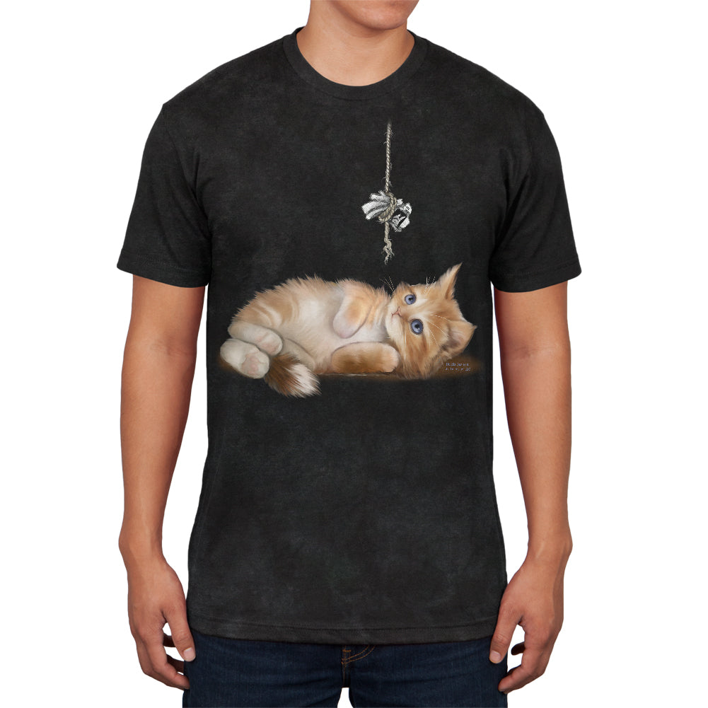 Simple Things Kitty Cat Playtoy Mens Soft T Shirt Men's T-Shirts Old Glory SM Charcoal Black