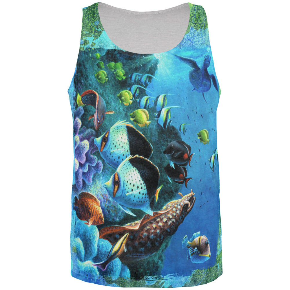 Tropical Reef Splatter All Over Mens Tank Top Men's Tank Tops Old Glory 3XL Multi