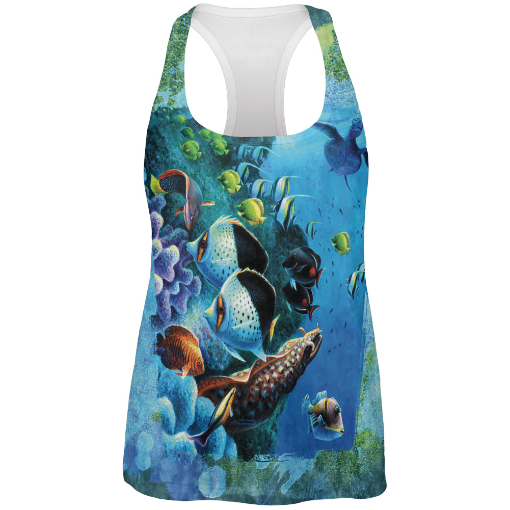 Tropical Reef Splatter All Over Womens Work Out Tank Top Women's Tank Tops Old Glory 2XL Multicolor
