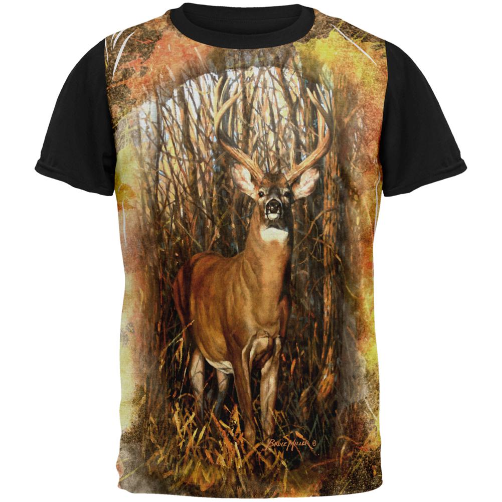 10 Point Buck Splatter All Over Mens Black Back T Shirt Men's T-Shirts Old Glory MD Multi