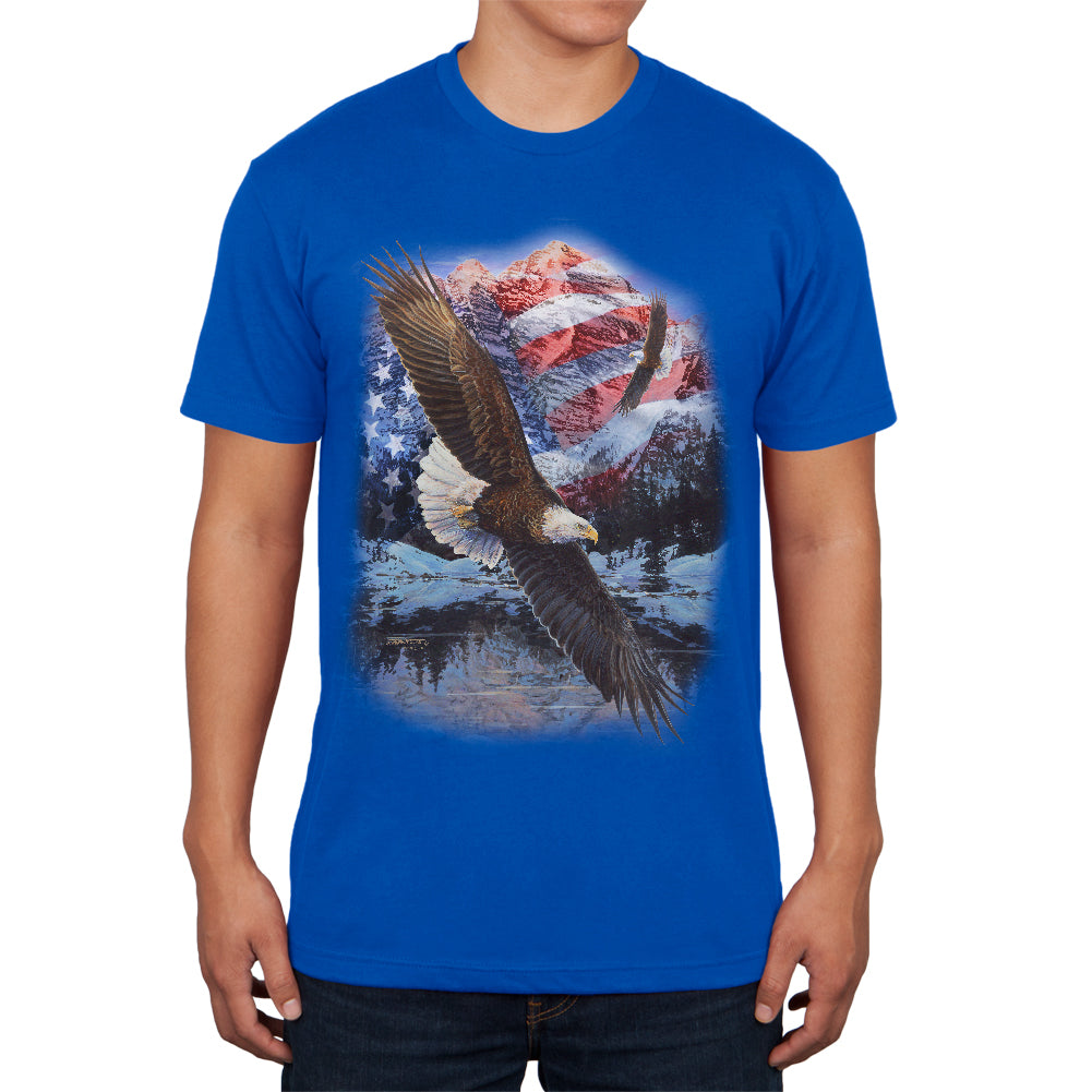 4th of July American Flag Bald Eagle Mens T Shirt Men's T-Shirts Old Glory 3XL Royal