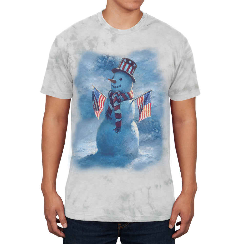4th Of July Patriotic Snowman Mens Soft T Shirt Men's T-Shirts 4th of July XL Soft Green Triblend