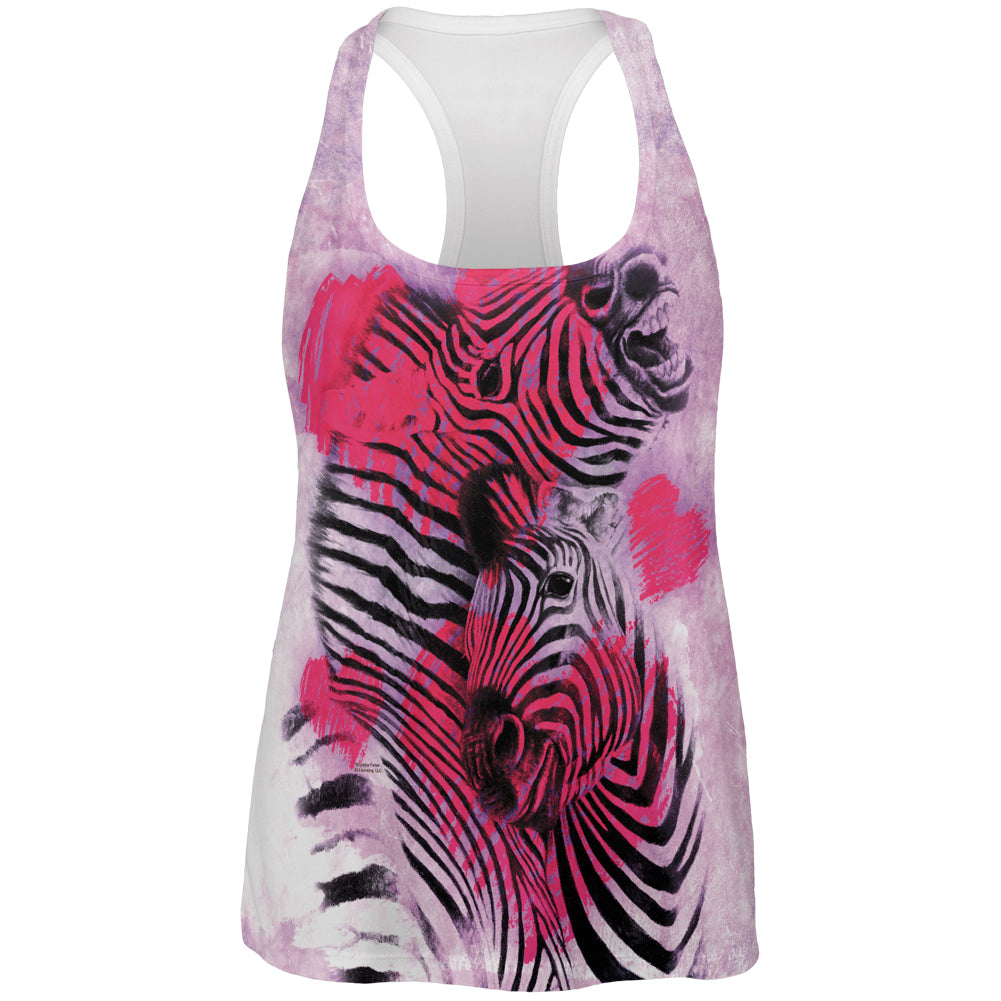 Zebra Lovers Valentines Hearts All Over Womens Work Out Tank Top Women's Tank Tops Old Glory 2XL Multi