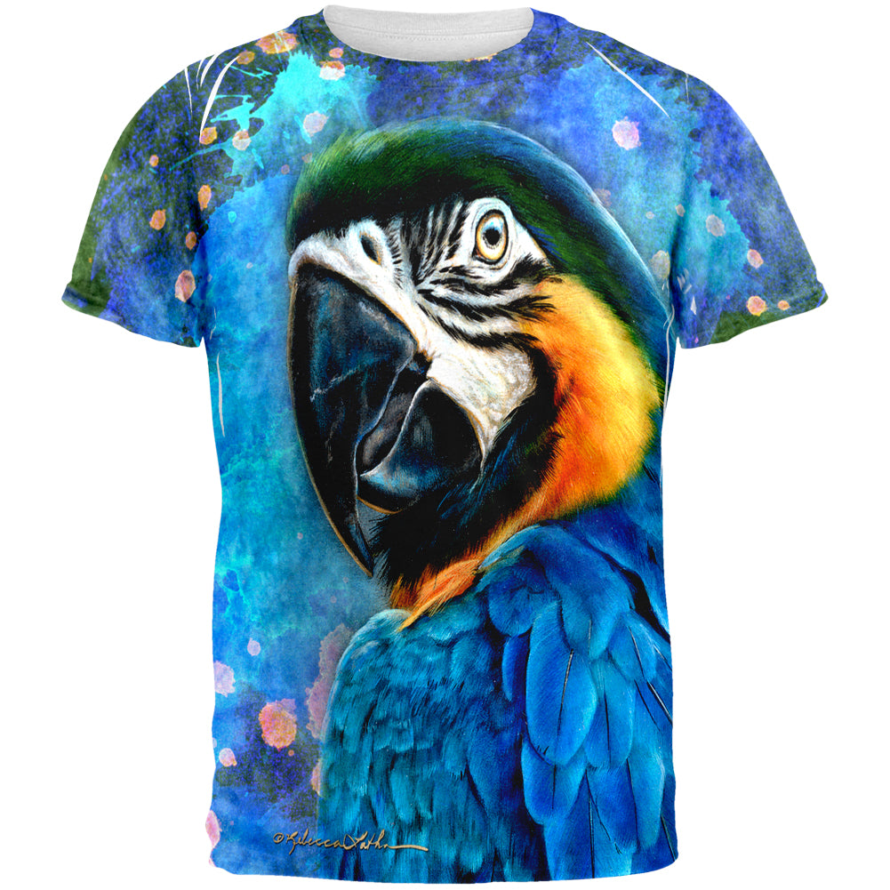 Exotic Blue Gold Macaw All Over Mens T Shirt Men's T-Shirts Old Glory 2XL Multi