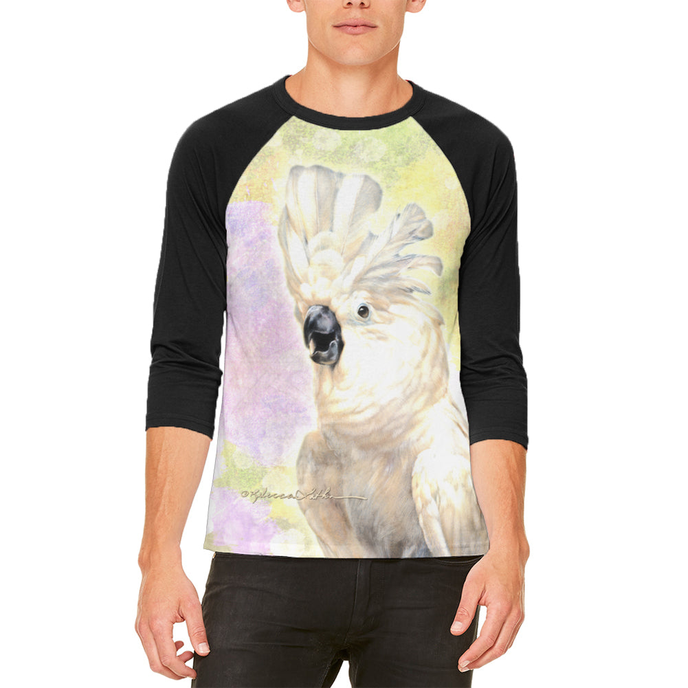 Screaming Cockatoo Mens Raglan T Shirt Men's Raglans Old Glory LG White