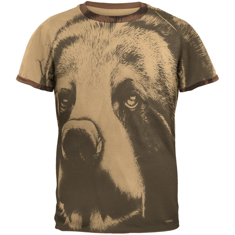 Spirit Bear Mens Ringer T Shirt Men's T-Shirts global 2XL Tan-Brown