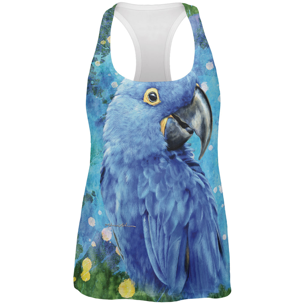 Blue Hyacinth Macaw Splatter All Over Womens Work Out Tank Top Women's Tank Tops Old Glory 2XL Multi