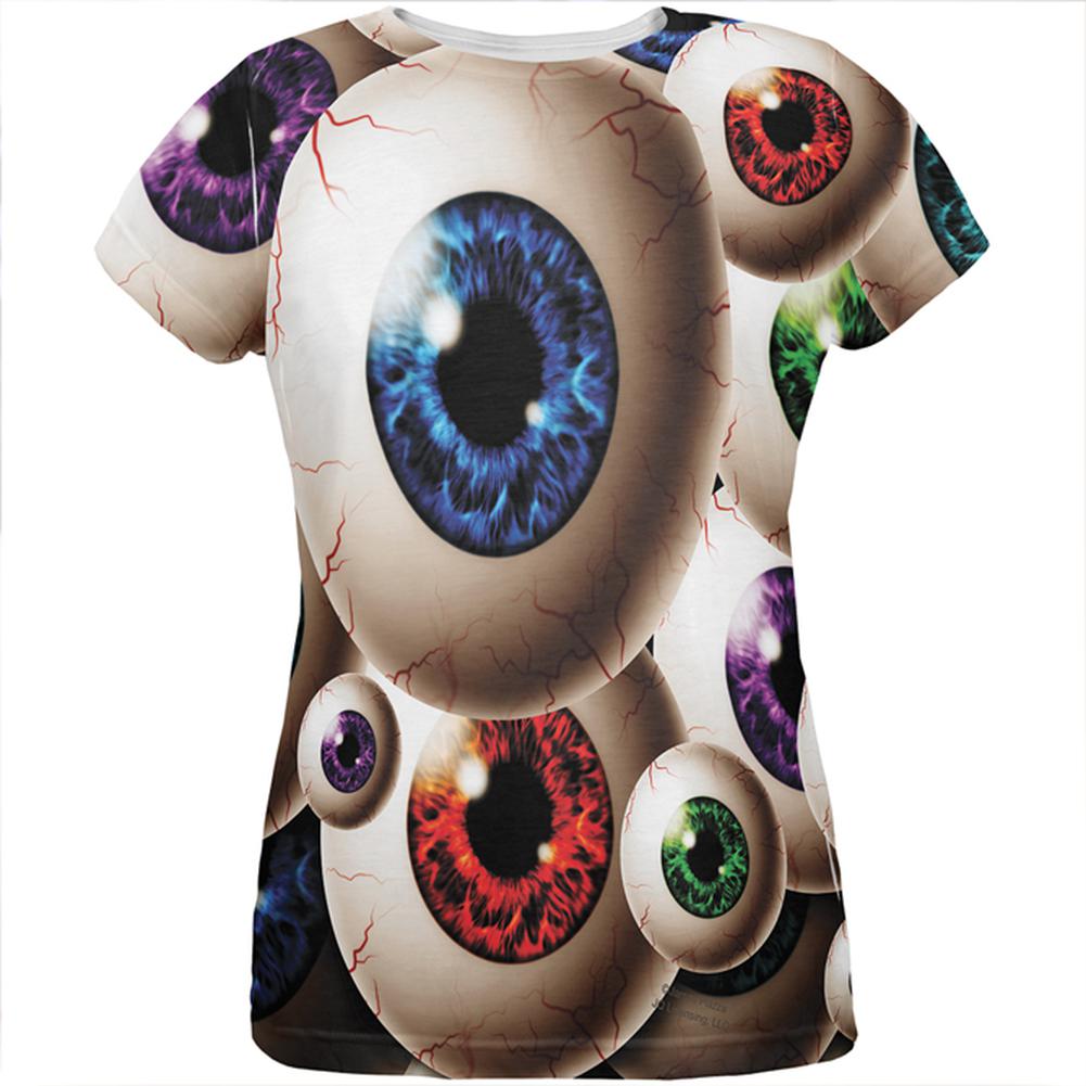 Creepy Watcher Eyeballs All Over Womens T Shirt Women's T-Shirts Old Glory 2XL Multi