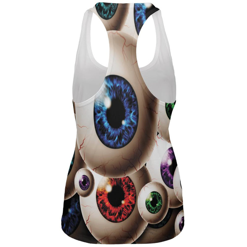 Creepy Watcher Eyeballs All Over Womens Work Out Tank Top Women's Tank Tops Old Glory