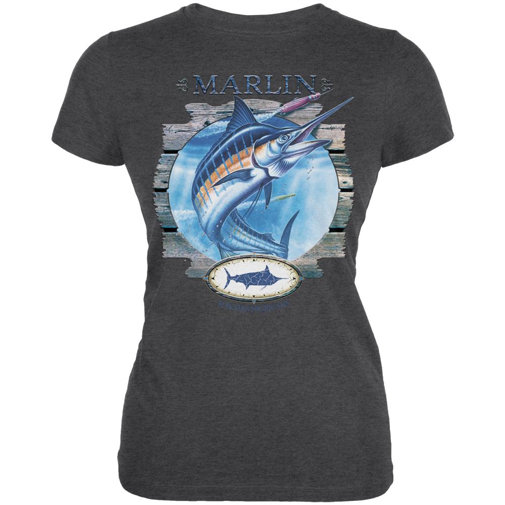 Marlin Deep Sea Fishing Juniors Soft T Shirt Juniors T-Shirts Old Glory 2XL Deep Heather