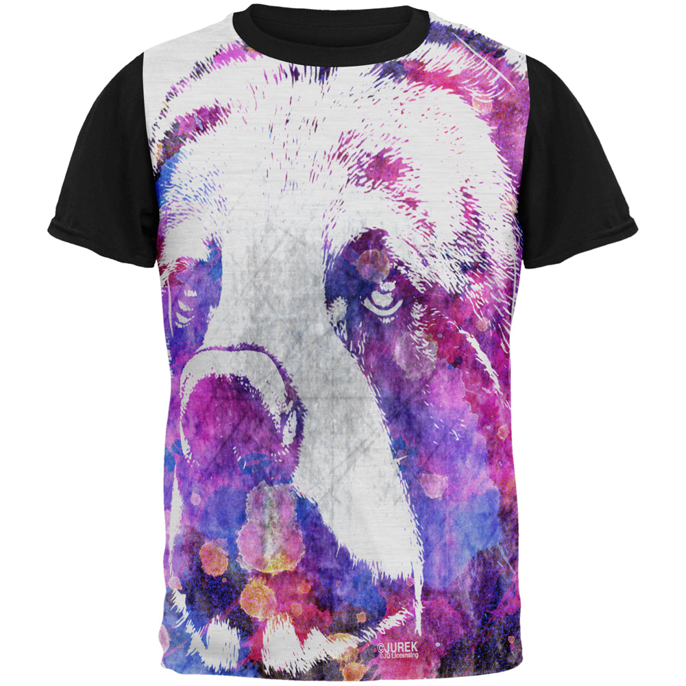 Spirit Bear Splatter All Over Mens Black Back T Shirt Men's T-Shirts global SM Multi