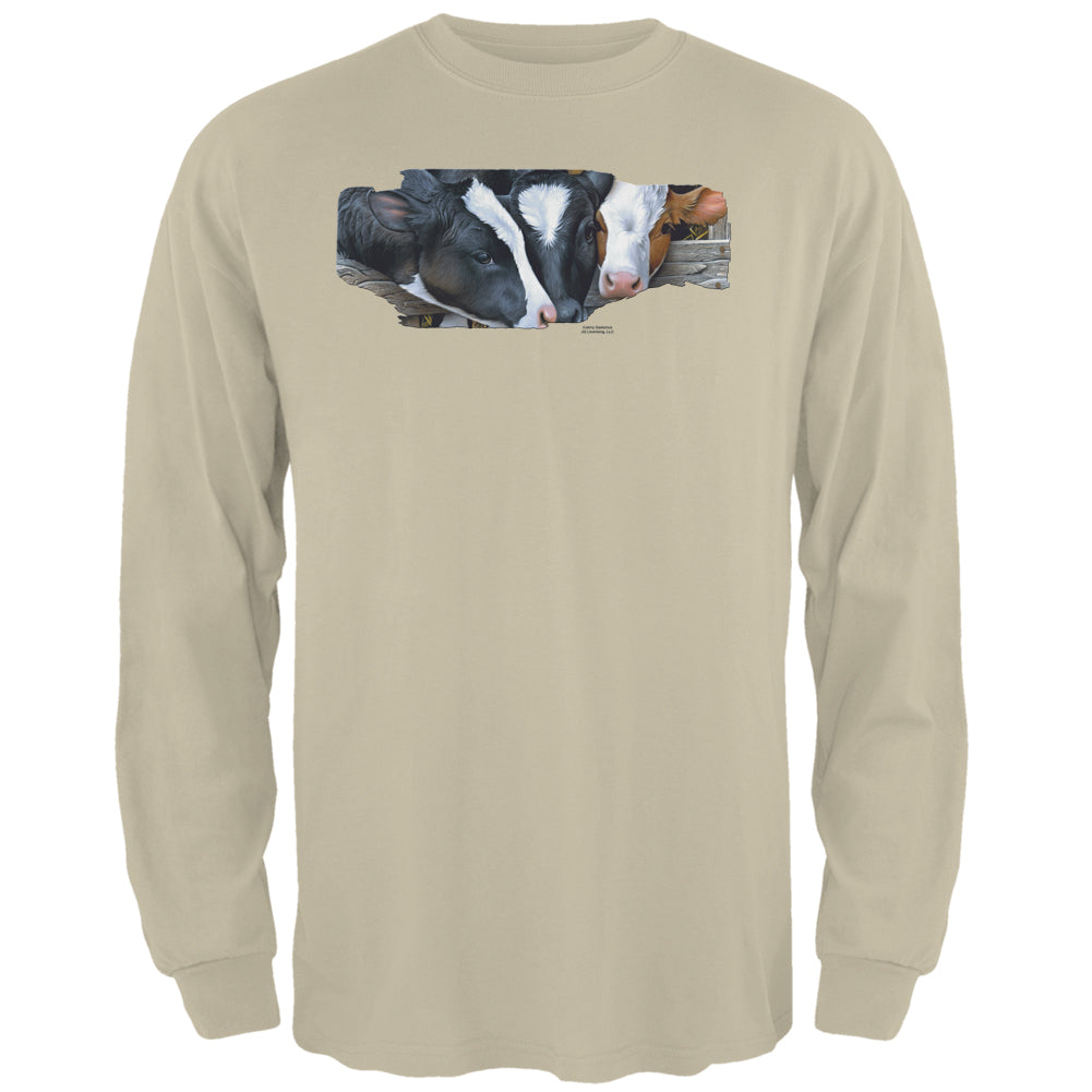 Queens of the Dairy Farm Cows Mens Long Sleeve T Shirt Men's Long Sleeves Old Glory 2XL Sand
