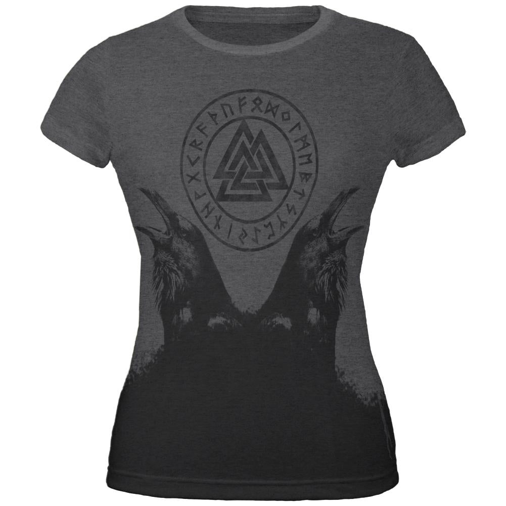 Huginn and Muninn Odin's Ravens Juniors Soft T Shirt Juniors T-Shirts Old Glory MD Dark Heather