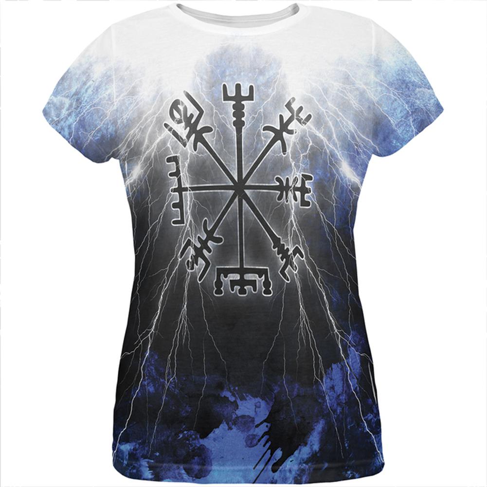 Vegvisir Nordic Viking Storm Compass All Over Womens T Shirt Women's T-Shirts Old Glory 2XL Multi