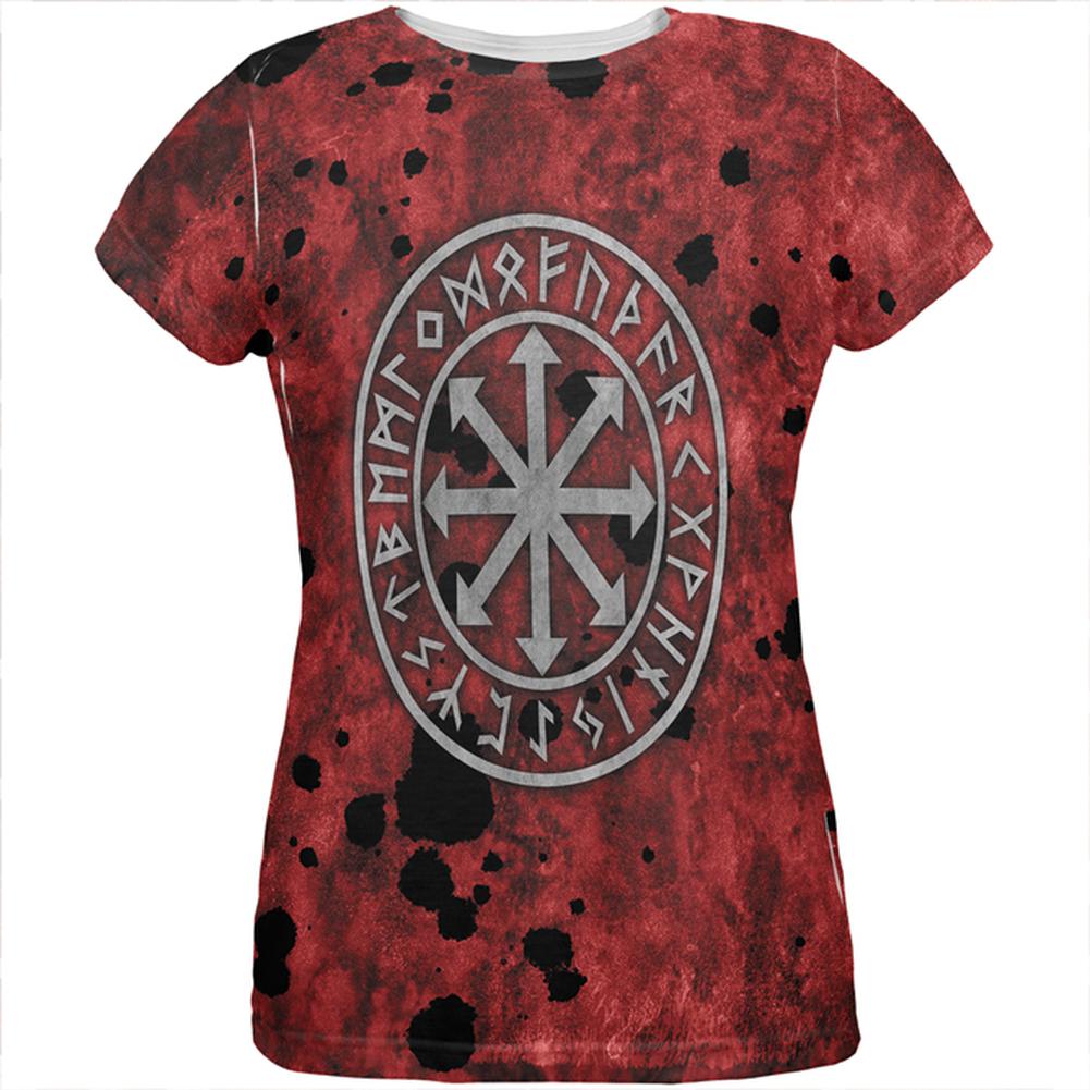 Viking Warrior Chaos Symbol All Over Womens T Shirt Women's T-Shirts Old Glory 2XL Multi