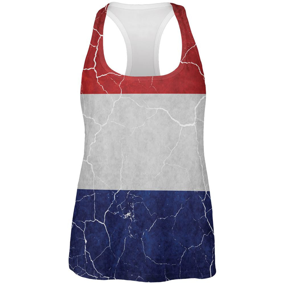 Distressed Netherlands Flag All Over Womens Work Out Tank Top Women's Tank Tops Old Glory 2XL Multi