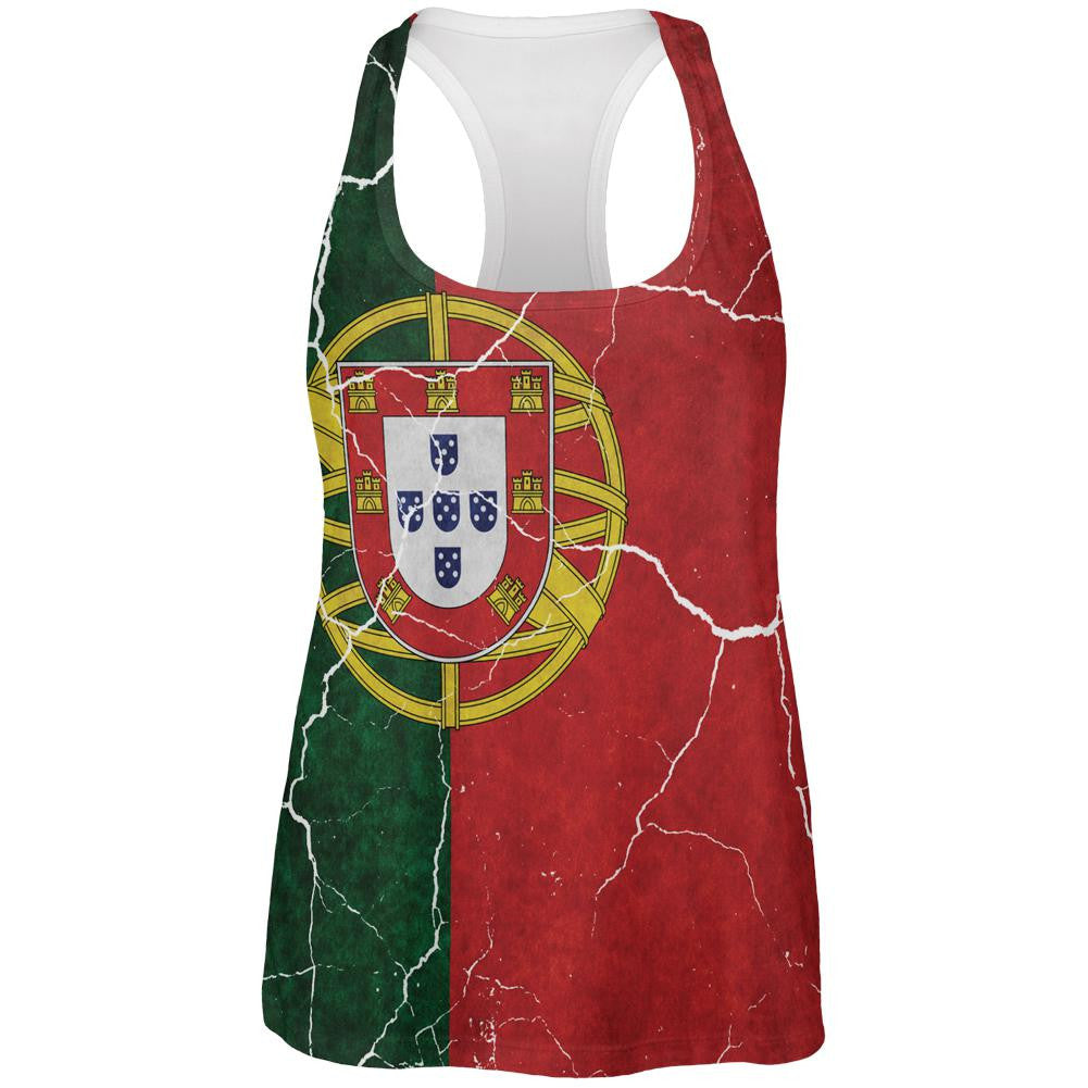 Distressed Portuguese Flag All Over Womens Work Out Tank Top Women's Tank Tops Old Glory 2XL Multi
