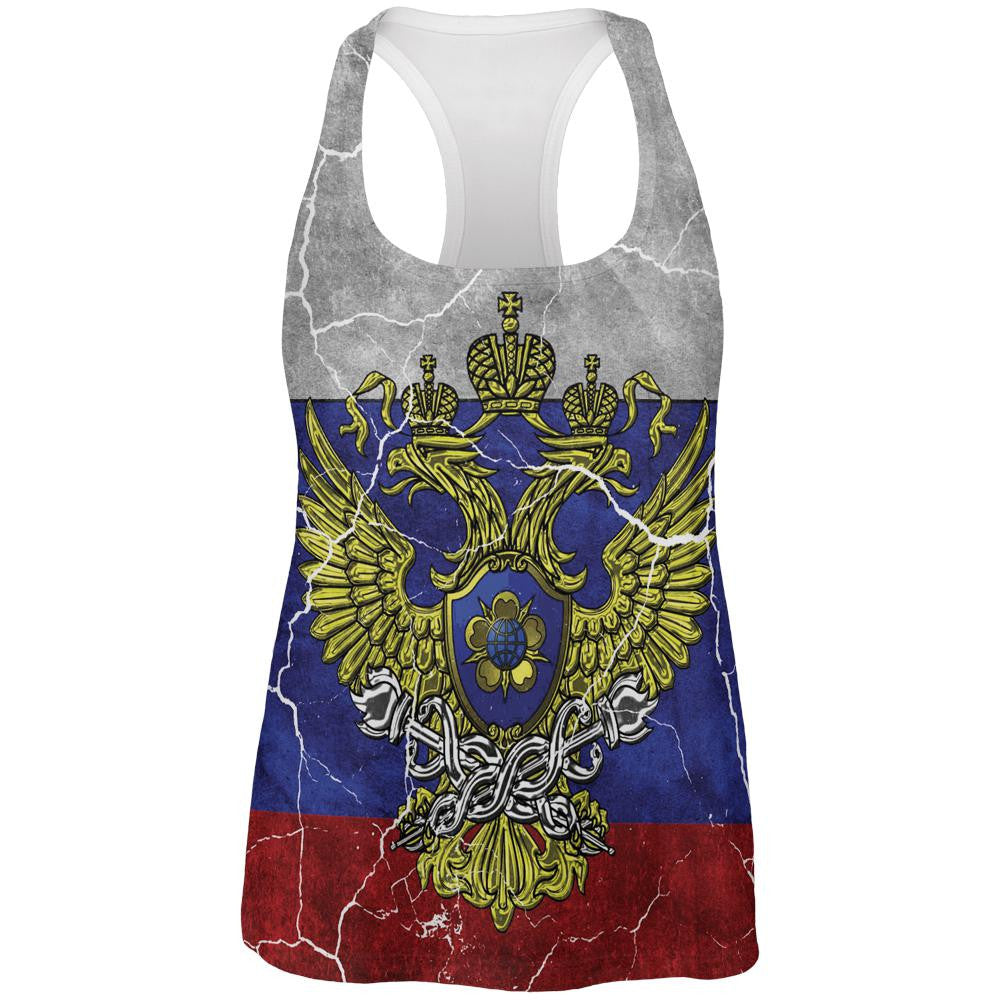 Distressed Russian Imperial Flag All Over Womens Work Out Tank Top Women's Tank Tops Old Glory 2XL Multi