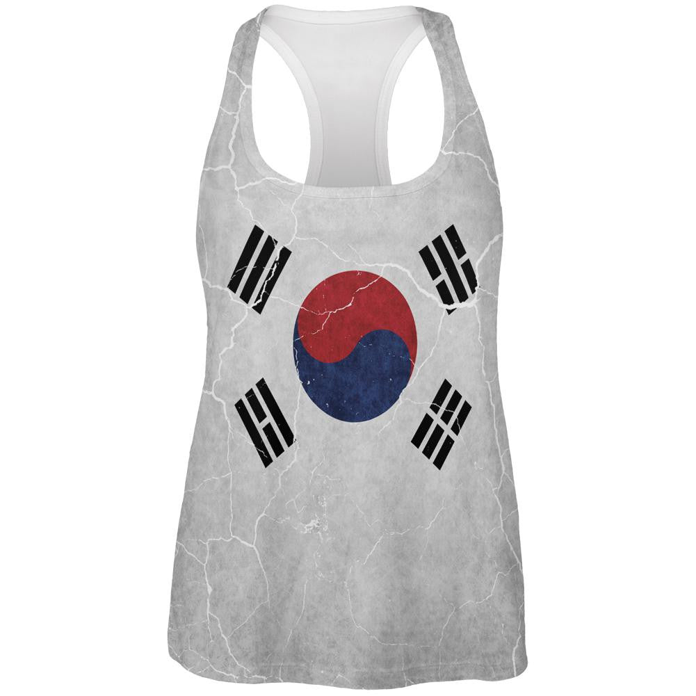 Distressed South Korean Flag All Over Womens Work Out Tank Top Women's Tank Tops Old Glory 2XL Multi