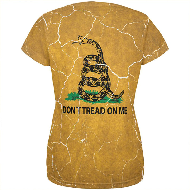 Distressed Gadsden Flag All Over Womens T Shirt Women's T-Shirts Old Glory
