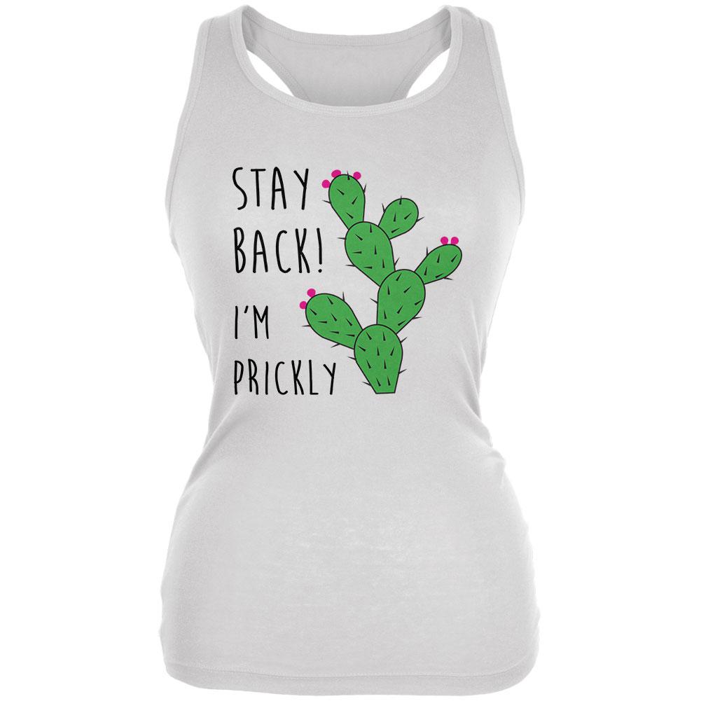 Stay Back I'm Prickly Pear Cactus Juniors Soft Tank Top Juniors Tank Tops Old Glory 2XL White