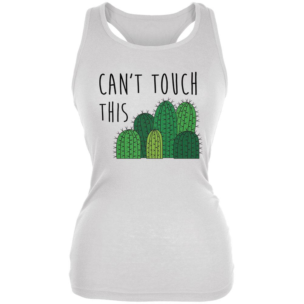 Can't Touch This Spiky Cactus Juniors Soft Tank Top Juniors Tank Tops Old Glory 2XL White