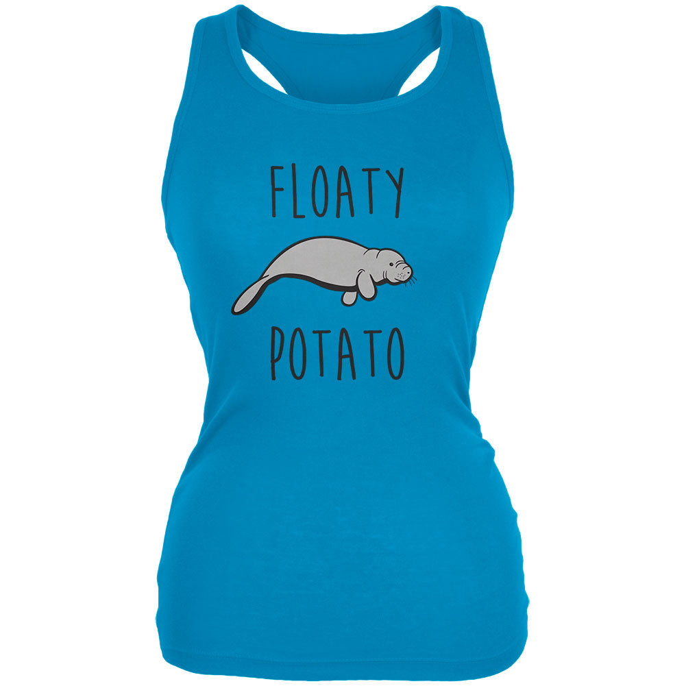 Floaty Potato Manatee Juniors Soft Tank Top Juniors Tank Tops Old Glory 2XL Turquoise