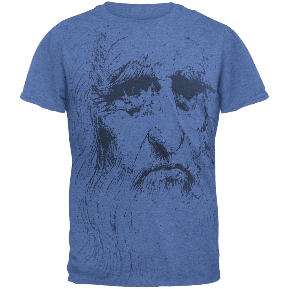 Leonardo Da Vinci Portrait Mens T Shirt Men's T-Shirts Old Glory 2XL Heather Royal