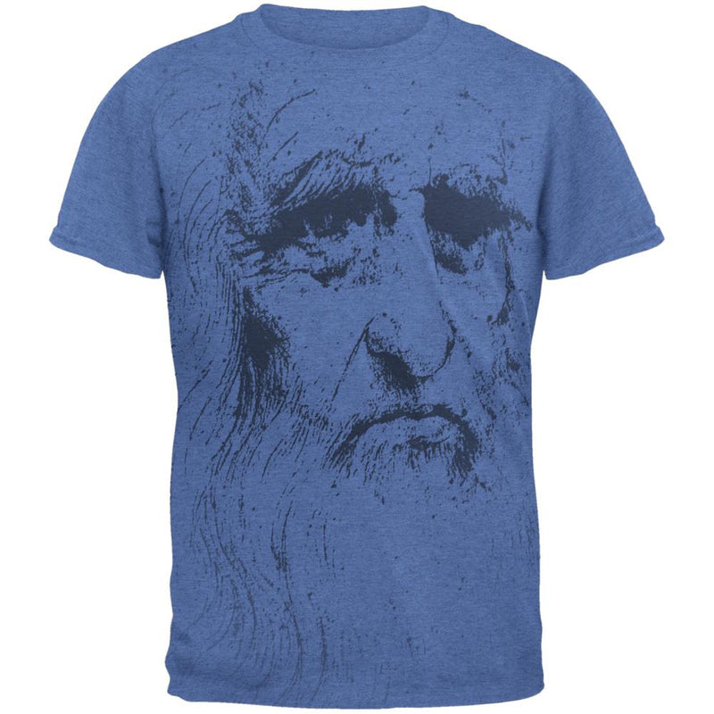 Leonardo Da Vinci Portrait Mens T Shirt Men's T-Shirts Old Glory 2XL Heather Royal