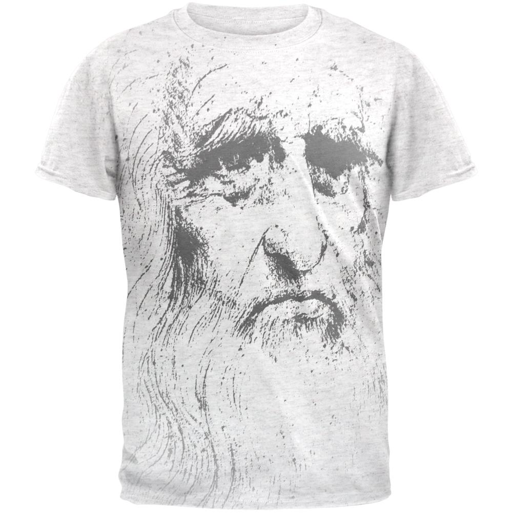 Leonardo Da Vinci Portrait Mens T Shirt Men's T-Shirts Old Glory 2XL Heather White