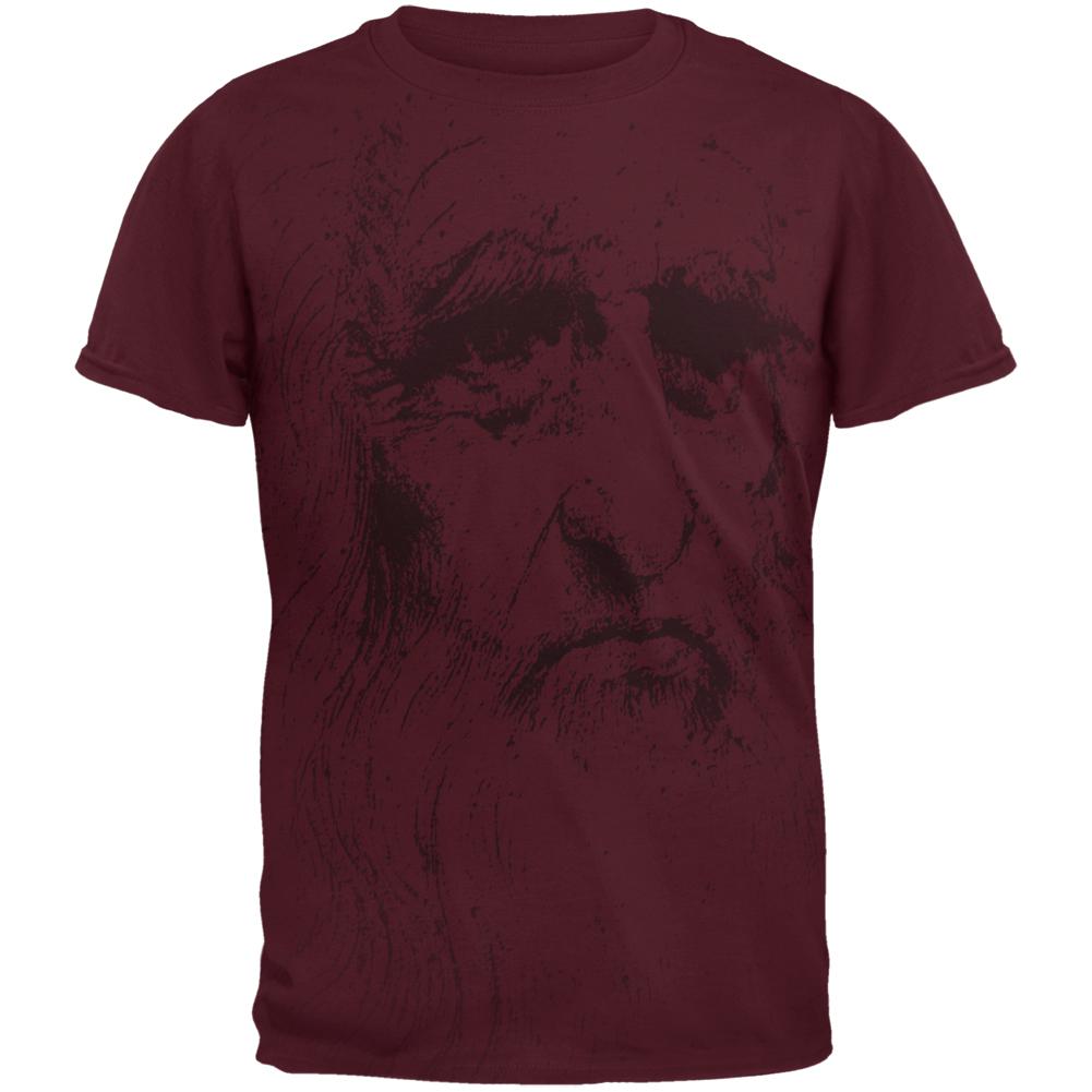 Leonardo Da Vinci Portrait Mens T Shirt Men's T-Shirts Old Glory 2XL Maroon