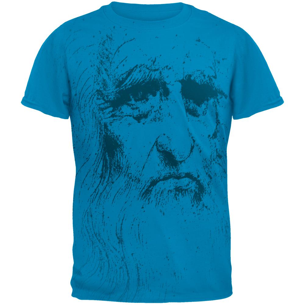 Leonardo Da Vinci Portrait Mens T Shirt Men's T-Shirts Old Glory 2XL Sapphire