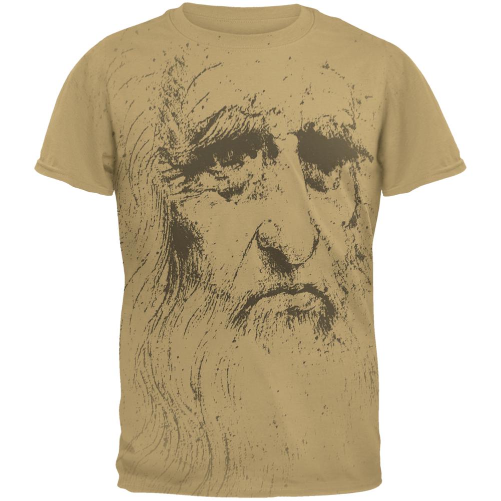 Leonardo Da Vinci Portrait Mens T Shirt Men's T-Shirts Old Glory 2XL Tan