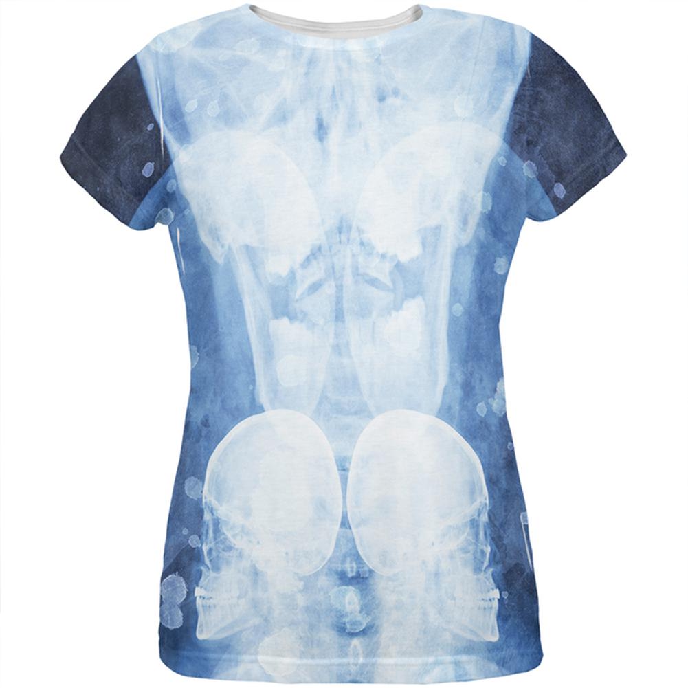 Dead Inside Skull X-Ray Splatter All Over Womens T Shirt Women's T-Shirts Old Glory 2XL Multi