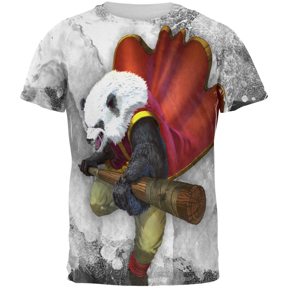 Panda Warrior Monk All Over Mens T Shirt Men's T-Shirts Old Glory 2XL Multi