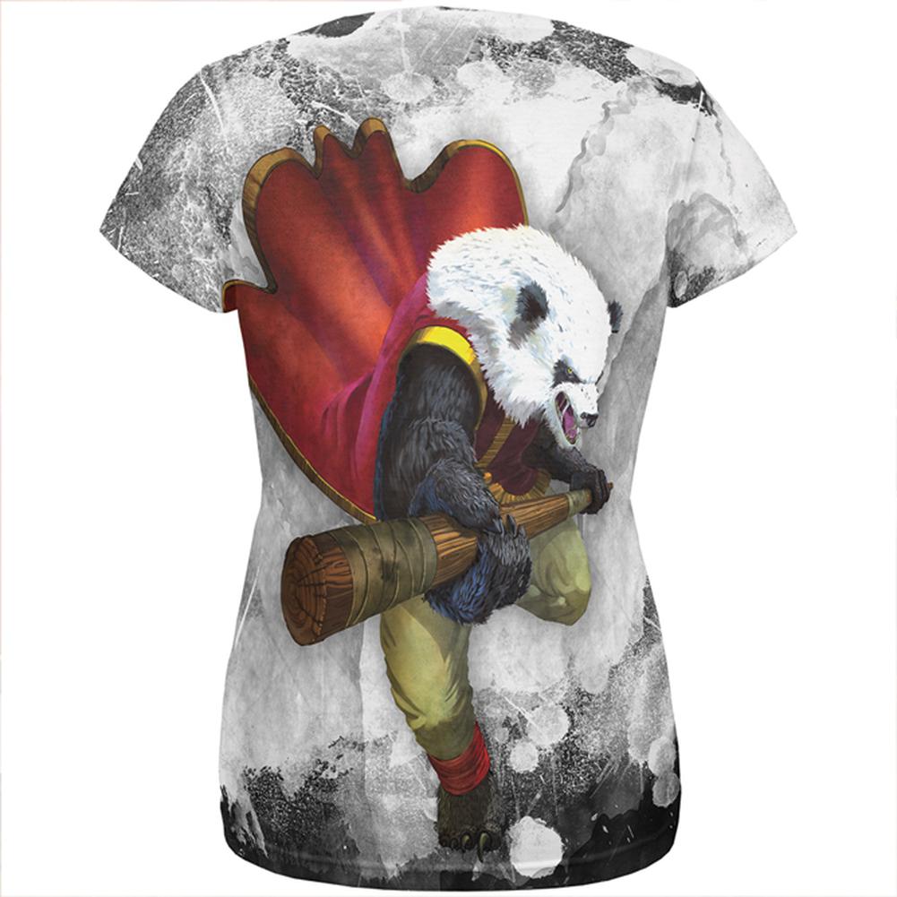 Panda Warrior Monk All Over Womens T Shirt Women's T-Shirts Old Glory