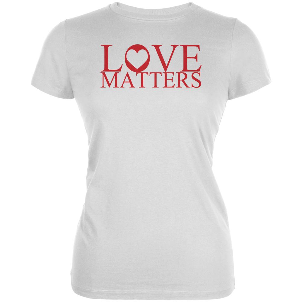 Love Matters Juniors Soft T Shirt Juniors T-Shirts Old Glory 2XL White