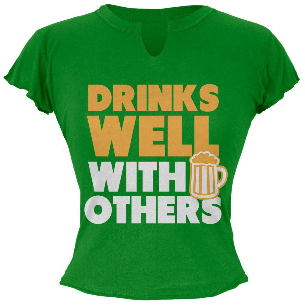 Drinks Well With Others Juniors T-Shirt Juniors T-Shirts Old Glory SM Green