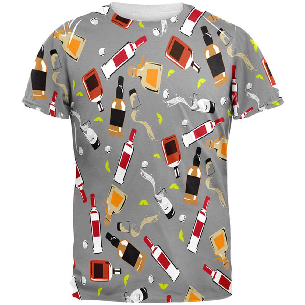 Liquor Bottles All Over Mens T Shirt Men's T-Shirts Old Glory SM Multi