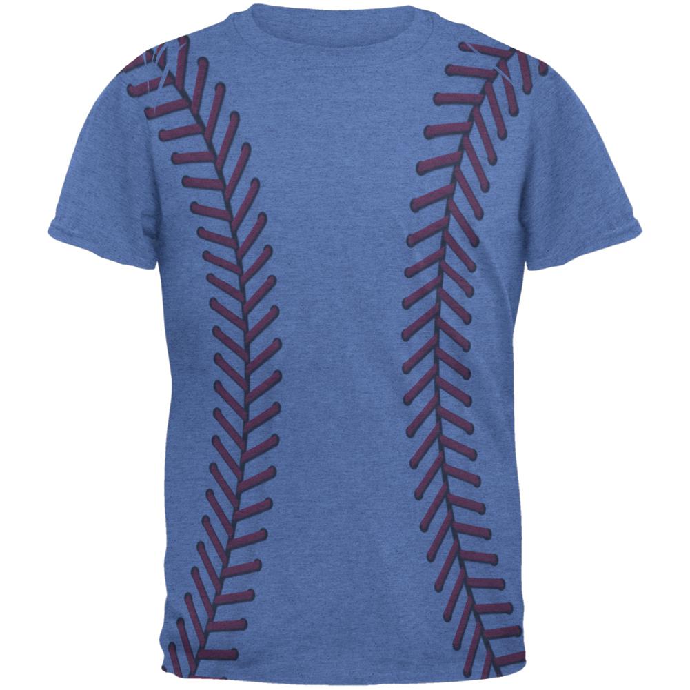 Baseball Stitches Mens T Shirt Men's T-Shirts Old Glory 2XL Heather Royal