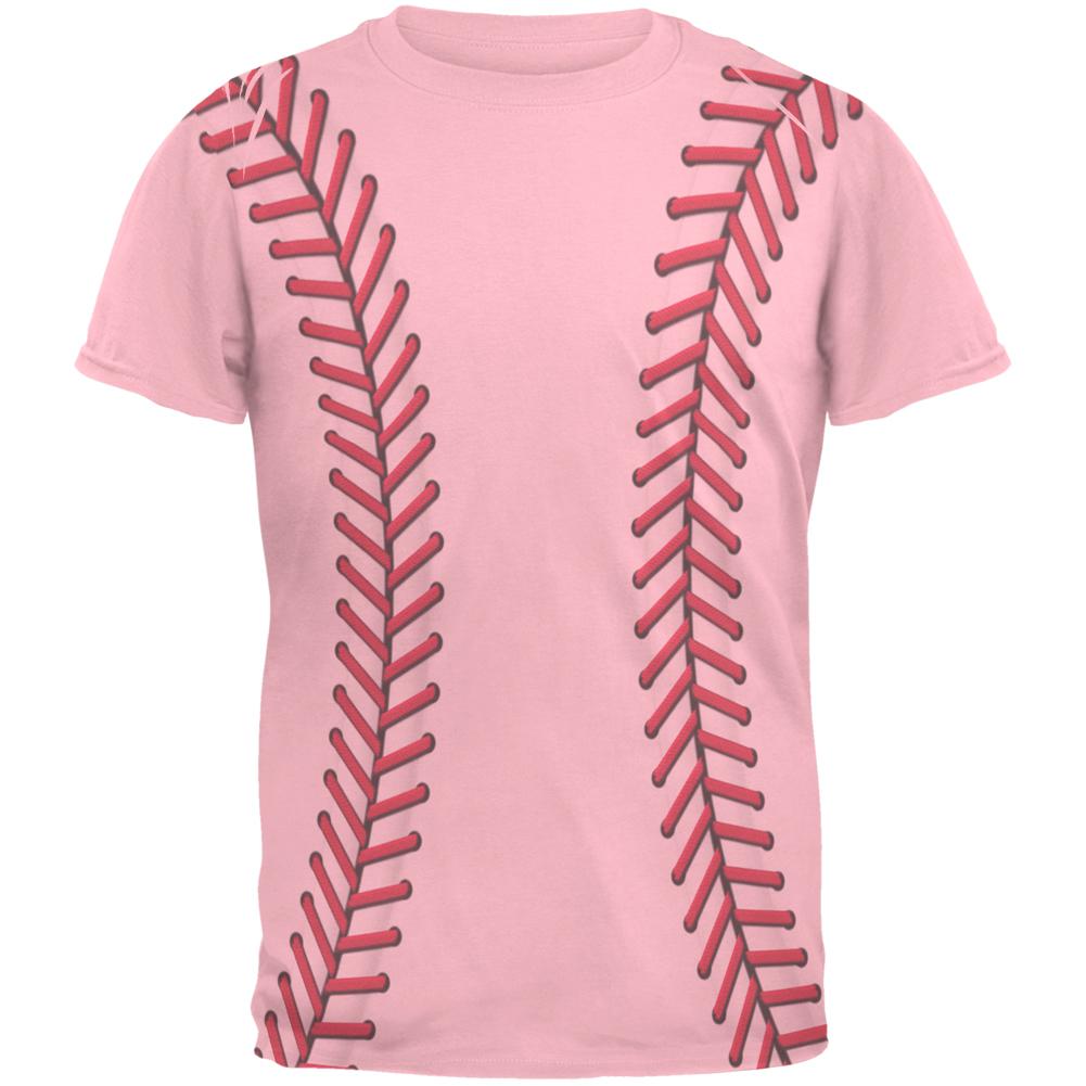 Softball Stitches Mens T Shirt Men's T-Shirts Old Glory LG Pink